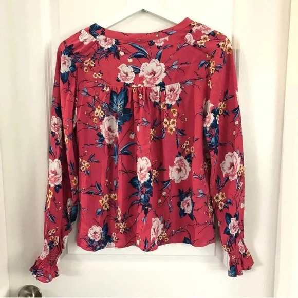 Sanctuary Pink Floral Ruffled Full Bloom V-Neck Blouse - Picture 6 of 9